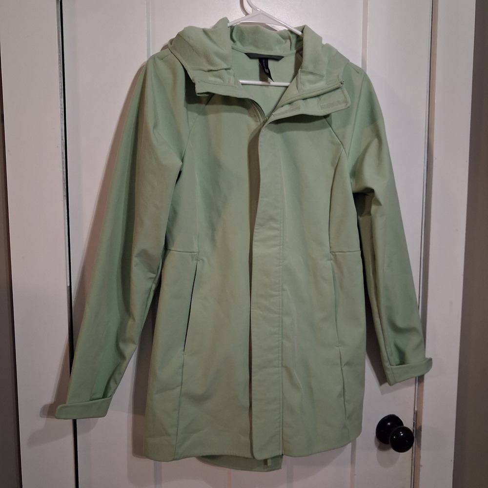 All in Motion Softshell Jacket Womens S Green Hooded Wind Water Resistant Hiking